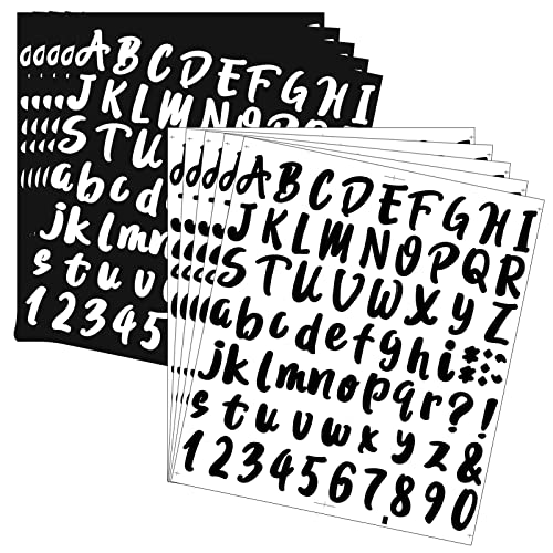 LUTER 10 Blatt 2,5cm Buchstaben Zahlen Aufkleber, Selbstklebend Vinyl Buchstaben Nummern Aufkleber Set für Zuhause Büro Fenster Tür Auto Adresse (5 Schwarz, 5 Weiß)