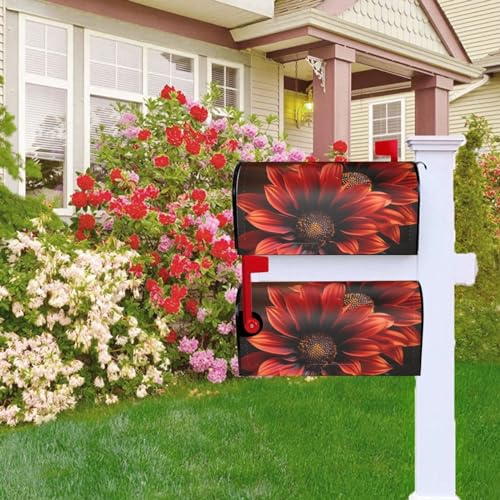 Briefkastenabdeckung, magnetische Briefkastenabdeckung, 53,3 x 45,7 cm, rote Sonnenblume, Briefkasten, Willkommensbriefkasten, Außenbriefkastenabdeckun g, Dekoration für Hof, Briefkasten, Garten,