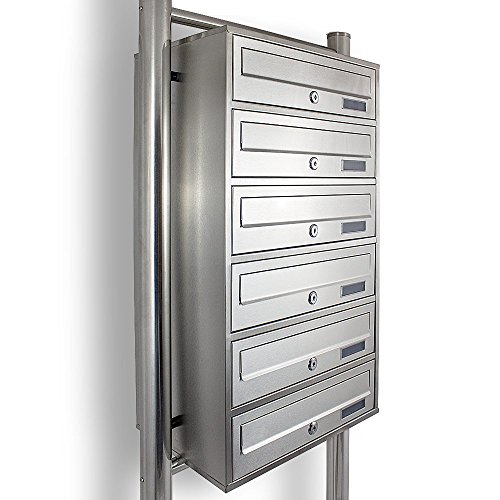 Edelstahl Stand-Briefkastenanlage Postkasten Letterbox Mailbox mit 6 Fächer