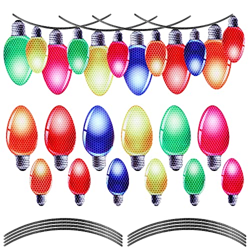 36stk Weihnachts Auto Magnete, 24stk Bunte Reflektierende Glühbirnen-Licht Magnete und 12stk Magnetdrähte Magnete Kühlschrank für Festival Auto Briefkasten Fenster Dekoration