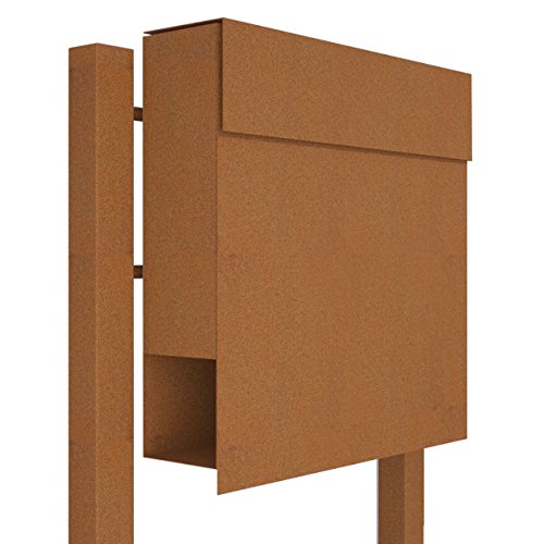 Standbriefkasten mit Zeitungsfach, Design Briefkasten Manhattan Stand Rost - Bravios