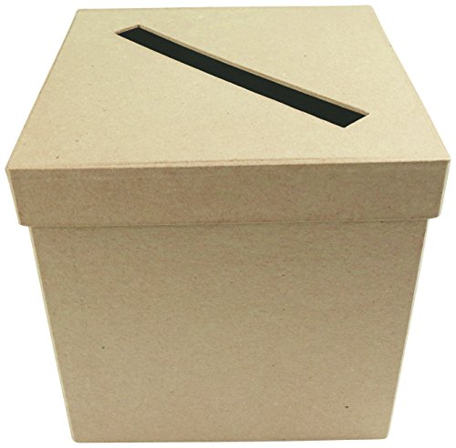 Décopatch EV013O Packung mit 2 Briefkasten (aus Pappmaché zum Verzieren und Personalisieren, quadratisch, 19 x 19 x 19 cm) 1 Pack kartonbraun