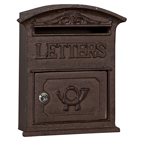 Clayre & Eef 6Y1267 Briefkasten/Wandbriefkast en/Post Kasten Tekst Letters aus Gusseisen braun ca. 27 x 9 x 31 cm Vintage