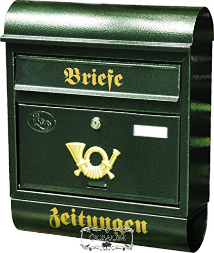 BTV Großer Briefkasten XXL, verzinkt mit Rostschutz Runddach R/gr grün dunkelgrün moosgrün Zeitungsfach Zeitungsrolle Postkasten NEU