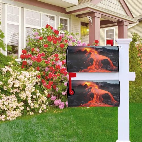 Briefkastenabdeckung, magnetische Briefkastenabdeckung, 64,8 x 53,3 cm, rote heiße Lava vom Kilauea-Vulkan, Briefkasten, Willkommensbriefkasten, Außenbriefkastenabdeckun g, Dekoration für Hof,
