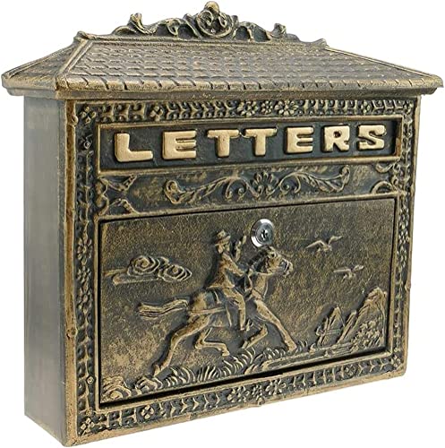 UGPET Briefkasten Wandmontage Briefkästen Schwere Vintage Dekorative Gusseisen Abschließbare Farm Bronze Wohn Abgeschlossen Safe (Farbe : Bronze, Größe : 36x9x32.8cm)