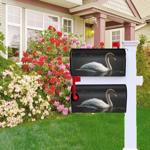 Briefkastenabdeckung, magnetische Briefkastenabdeckung, 53,3 x 45,7 cm, weißer Schwan, Briefkasten, Willkommensbriefkasten, Außenbriefkastenabdeckun g, Dekoration für Hof, Briefkasten, Garten,