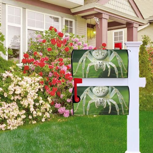 Briefkastenabdeckung, magnetisch, 64,8 x 53,3 cm, weiße Spinne, Briefkasten, Willkommensbriefkasten, Außenbriefkastenabdeckun g, Dekoration für Hof, Briefkasten, Garten, Outdoor-Dekoration