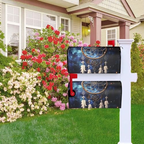 Briefkastenabdeckung, magnetisch, 53,3 x 45,7 cm, weiß, Fantasie-Traumfänger, Briefkasten, Willkommensbriefkasten, Außenbriefkasten-Abdecku ng, Dekoration für Hof, Briefkasten, Garten,