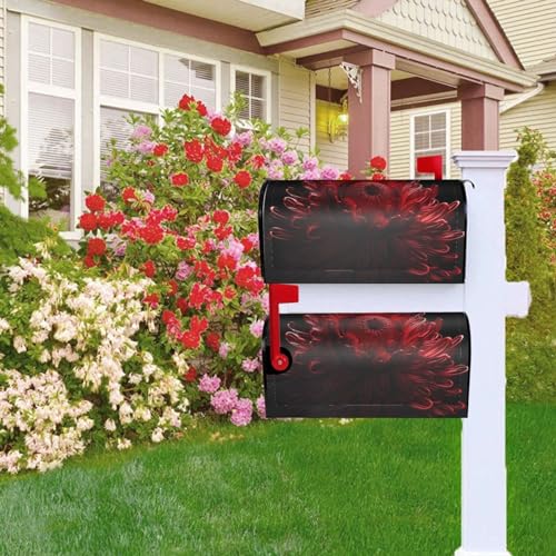 Briefkastenabdeckung, magnetische Briefkastenabdeckung, 64,8 x 53,3 cm, rote Blumen, Briefkasten, Willkommensbriefkasten, Außenbriefkastenabdeckun g, Dekoration für Hof, Briefkasten, Garten,