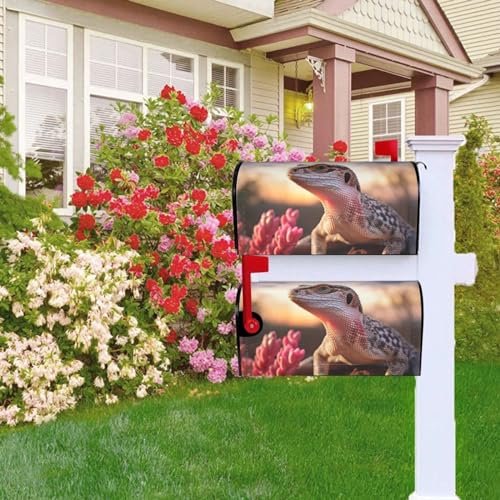 Briefkastenabdeckung, magnetisch, 53,3 x 45,7 cm, weiße Eidechse, Briefkasten, Willkommensbriefkasten, Außenbriefkastenabdeckun g, Dekoration für Hof, Briefkasten, Garten, Outdoor-Dekoration