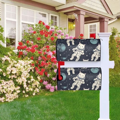 Briefkastenabdeckung, magnetisch, 53,3 x 45,7 cm, lustige Katze, Astronaut, Briefkasten, Willkommensbriefkasten, Outdoor-Briefkasten-Abdec kung, Dekoration für Hof, Briefkasten, Garten,