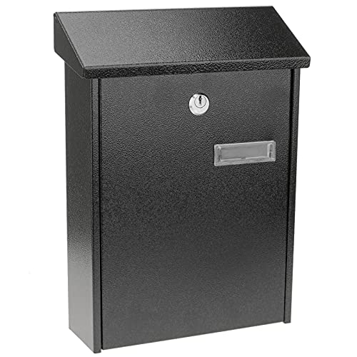 PrimeMatik - Briefkasten Postkasten metallische Schwarze Farbe für wallmount 235 x 75 x 315 mm