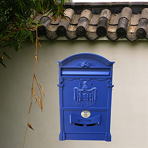 Vintage-Briefkasten aus Metall mit Zahlenschloss, Gartenornament, codiertes Schloss, Briefkasten, Wandmontage, abschließbarer Briefkasten (Farbe: 7)