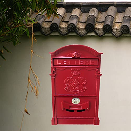 Vintage-Briefkasten aus Metall mit Zahlenschloss, Gartenornament, codiertes Schloss, Briefkasten, Wandmontage, abschließbarer Briefkasten (Farbe: 11)