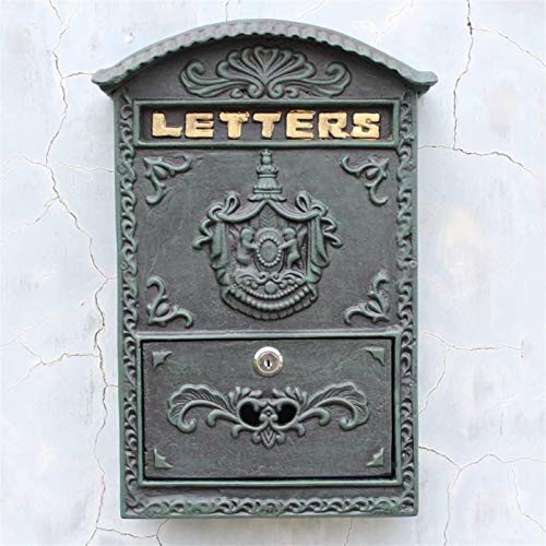 Briefkasten Briefkasten Gusseisen Basteln Dunkelgrün Wandmontage Grün Schild Eisen Briefkasten Ornament Briefkasten Briefkasten