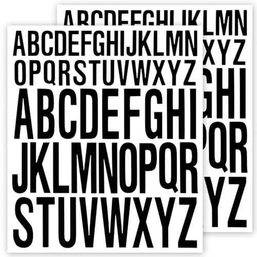 2 Blatt Selbstklebende Buchstaben Aufkleber Klebebuchstaben Groß zum Aufkleben Scrapbook Wasserfeste Vinyl Alphabet für Basteln im Freien Schilder Poster Briefkasten Fenster und Auto (Schwarz)