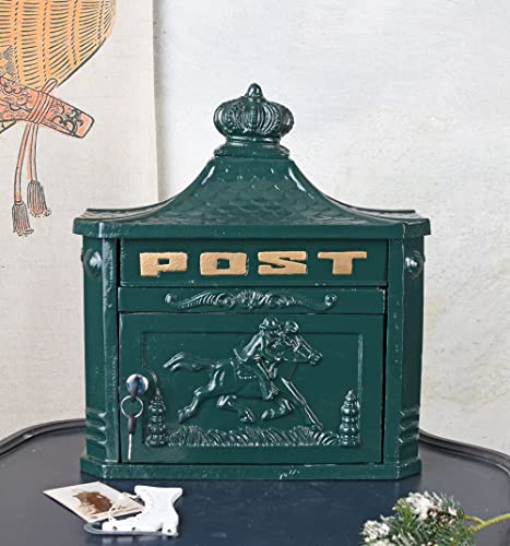 Historischer Briefkasten Gründerzeit antik Look grün Gusseisen LTA025 Palazzo Exklusiv