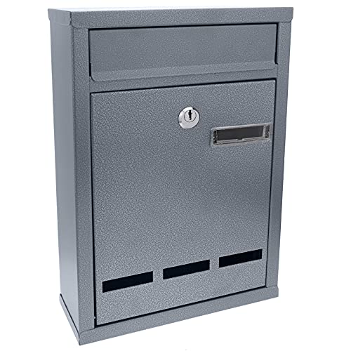 PrimeMatik - Briefkasten Postkasten metallische grau Farbe für wallmount 215 x 80 x 320 mm