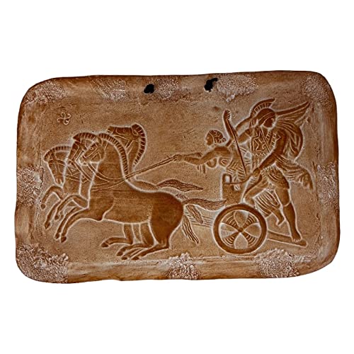 Griechische Soldaten auf Chariot in Battle Antike griechische Keramikfliesen Wandrelief Dekor