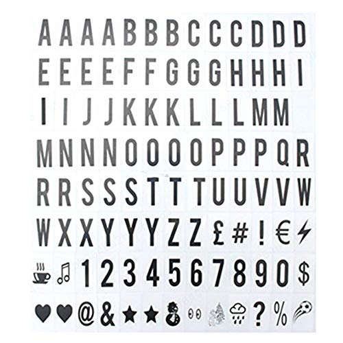 TINGB Ersatz-Buchstaben, Zahlen, Schilder für A4 beleuchtete Briefkasten, Schilder, Nachrichten, 104 Stück (schwarz) Schwarz