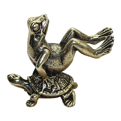 IHEHUA Massives Messing Frosch und Schildkröte Figur Kleine Hausdekoration Tierfiguren Set Statue (Gold, Einheitsgröße)