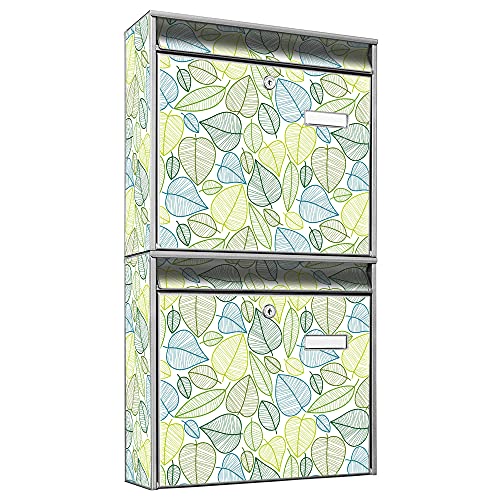 banjado® Briefkastenanlage 2 Fach 36x64x10cm mit Motiv/Briefkasten groß mit Namensschild/Postkasten A4 Einwurf inkl. Montagematerial & je 2 Schlüsseln/Briefkasten ohne Zeitungsfach