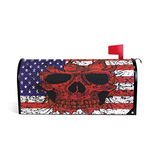 Linomo Magnetischer Briefkasten-Abdeckung, Graffiti-amerikanische Flagge, Zuckerschädel, Briefkasten, Briefkasten, Umschlag für Haus, Garten, Hof, Außendekoration, für Übergröße 63,5 x 53,3 cm