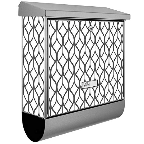 banjado® Burgwächter Briefkasten Edelstahl 38x39x12cm mit Motiv Bucheckern/Briefkasten Edelstahl ohne Zeitungsfach/Briefkasten grau/Postkasten inkl. Montagematerial & 2 Schlüsseln