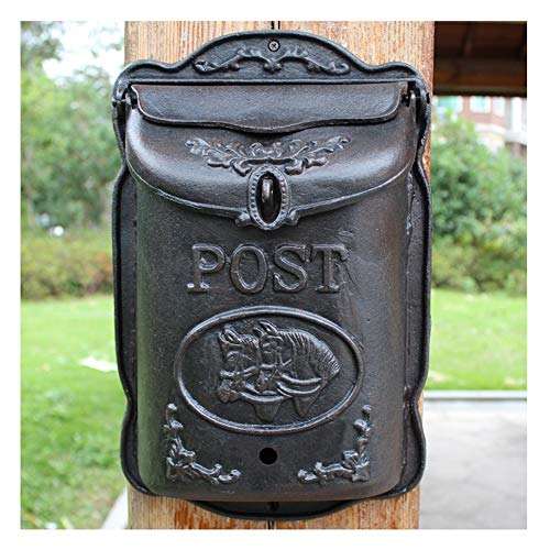 Briefkasten Postkasten Europäische kreative Persönlichkeit Mailbox Retro Gusseisen Villa Postkasten Wandmontage Outdoor Rain Verdickter Abschlussbarer Briefkasten