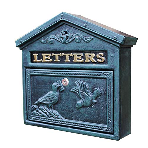TINGTING-Briefkästen, Gusseisen Im Europäischen Stil An Der Wand Befestigter Hunter Iron Art Mailbox Decoration Crafts (Farbe : Grün, größe : 34.5 * 8.5 * 31.7cm)