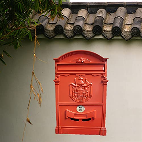 Vintage-Briefkasten aus Metall mit Zahlenschloss, Gartenornament, codiertes Schloss, Briefkasten, abschließbarer Wandbriefkasten (Farbe: 5)