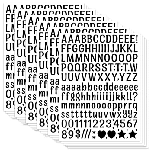 30 Blatt Buchstaben Aufkleber, 4680 Stück Sticker Buchstaben Selbstklebende Zahl Vinyl Aufkleber,für Briefkasten Zahlen Etiketten DIY Kunst Making, Aufkleber für Zeichen,Notizbuch(Schwarz )