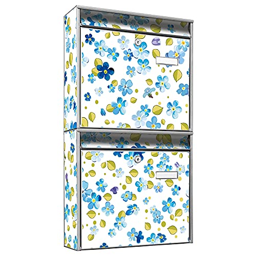 banjado® Briefkastenanlage 2 Fach 36x64x10cm mit Motiv/Briefkasten groß mit Namensschild/Postkasten A4 Einwurf inkl. Montagematerial & je 2 Schlüsseln/Briefkasten ohne Zeitungsfach