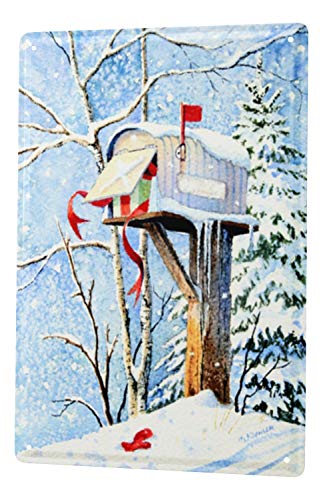 LEotiE SINCE 2004 Blechschild Wandschild 30x40 cm Vintage Retro Metallschild Nostalgie Schnee Briefkasten
