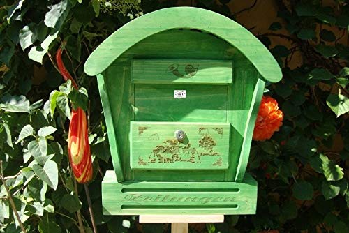 BTV XXL HBK-RD-GRASGRÜN Briefkasten, Holzbriefkasten mit Holz - Deko aus Holz grasgrün grün dunkelgrün tannengrün waldgrün Briefkästen Postkasten Runddach