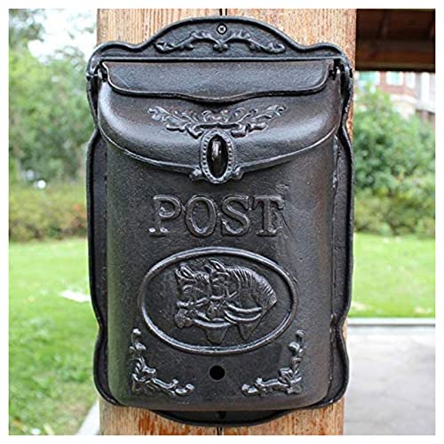 Briefkasten in Anthrazit Briefkasten Vintage Black Horse Head Große Wand Gusseisen Mailbox Europäische Hausgartendekoration