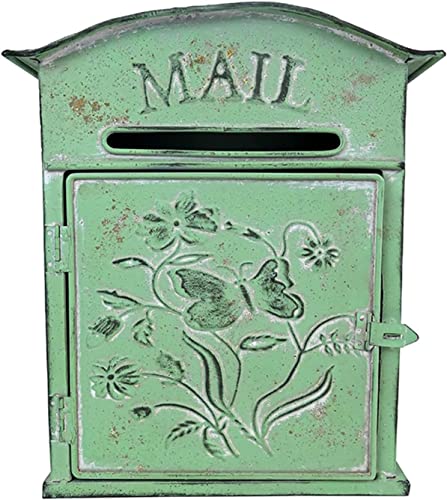 Outdoor Vintage Metall Briefkasten Shabby Chic Farbe Amerikanischer Stil Wandmontierter Briefkasten Garten Blumen und Vögel Dekoration