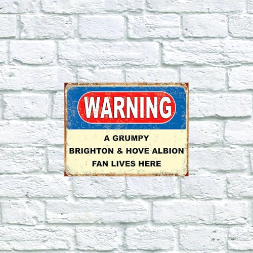 Warnung Grumpy Brighton Fan, Retro Blechschild Nostalgie Kunst Geschenk