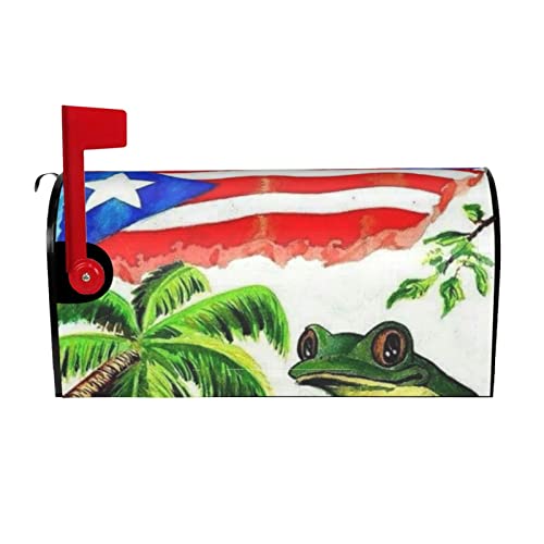 ASEELO Puerto Rico Flagge Frosch Palmen Briefkasten Abdeckung Schutz, Magnetische Briefkastenabdeckungen Garten Briefkastenabdeckung, Standardgröße, Einfach zu installieren