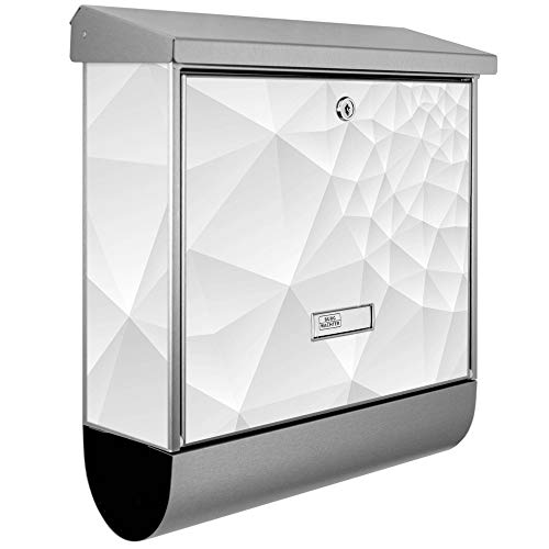banjado® Burgwächter Briefkasten Edelstahl 38x39x12cm mit Motiv Nautilus/Briefkasten Edelstahl ohne Zeitungsfach/Briefkasten grau/Postkasten inkl. Montagematerial & 2 Schlüsseln