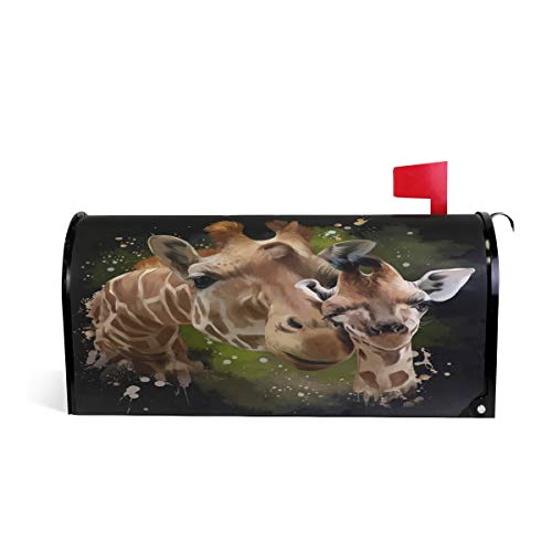 Linomo Magnetischer Briefkasten-Überzug, niedliches Tier-Giraffen-Design, Briefkasten-Abdeckung, für Zuhause, Garten, Hof, Außendekoration, für Übergröße 63,5 x 53,3 cm