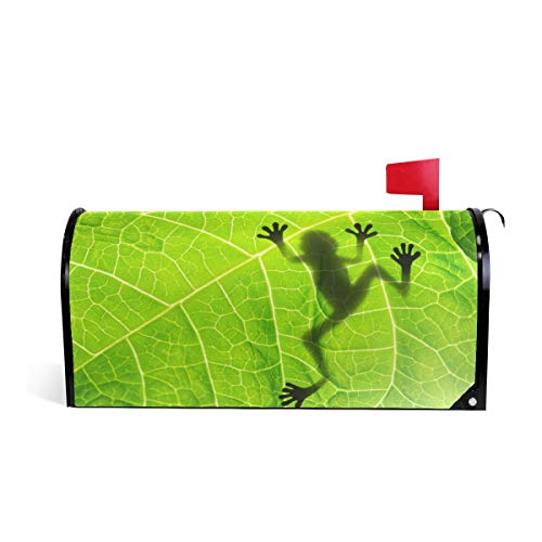 Linomo Briefkastenabdeckung, magnetisch, niedliches Tierfrosch, grünes Blätter, Briefkasten-Abdeckung, für Haus, Garten, Hof, Außendekoration, für Übergröße 63,5 x 53,3 cm
