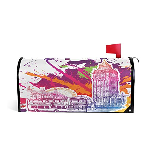 Linomo Abdeckung, magnetisch, London Symbol, Big Ben, Abdeckung, Haus, Garten, Hof, Außendekoration, Übergröße 63,5 x 53,3 cm