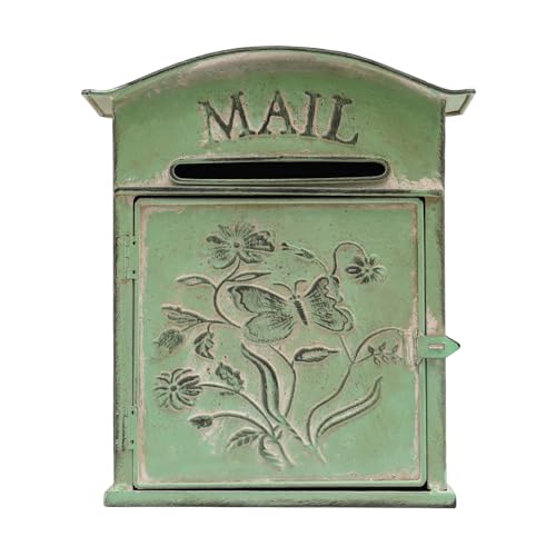 KANBCNG Wandhalterung Vintage Postfach Eisen Postfach im Freien Antik Stil Breite Öffnung Verschließbarer Riegel kann Aufgehängt Meisten Wänden Toren usw Post Zeitungen und Briefe