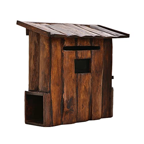 CREACEC Holzbriefkasten, Im Freien Rustikaler Wandbriefkasten Wetterfester Geeignet Für Gartenhauseingangsdekorat ion,Braun