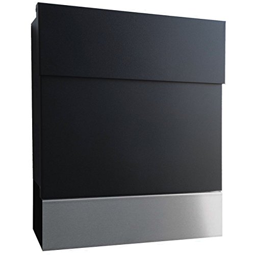 Letterman 5 Briefkasten schwarz mit Edelstahl Zeitungsrolle - radius design