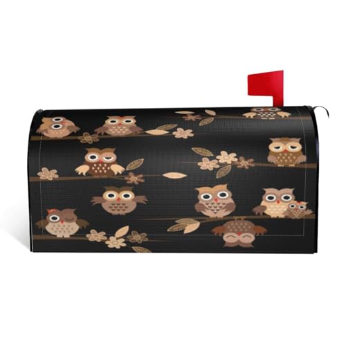 Süße braune Cartoon-Eulen-Druck, Briefkasten-Abdeckung, vielseitig, Garten, Outdoor, Hof, Dekoration, Briefkastenabdeckung mit Magnetstreifen