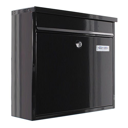 Rottner Briefkasten Hochhaus II Anthrazit, verzinktes Stahlblech mit Einwurfschlitz und Klappe, Postkasten