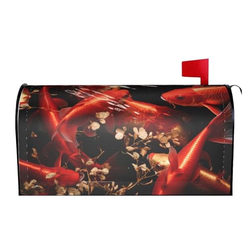 Willkommens-Briefkastenab deckungen, magnetisch, Standardgröße, rote Fische, magnetische Briefkastenabdeckungen, Briefkasten-Abdeckung für den Außenbereich, Garten, Hof, Briefkasten-Dekoration